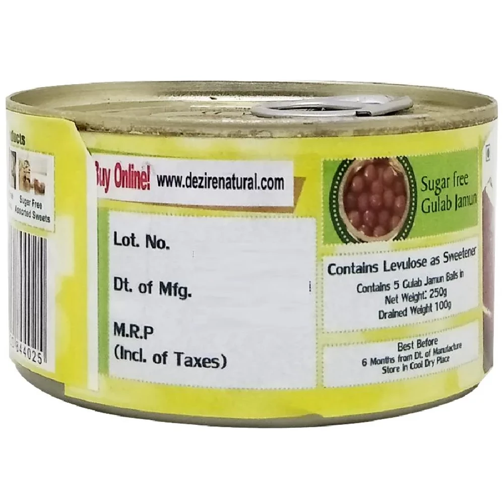 Dezire Sugar Less - Gulab Jamun, 250 g Tin-2.webp